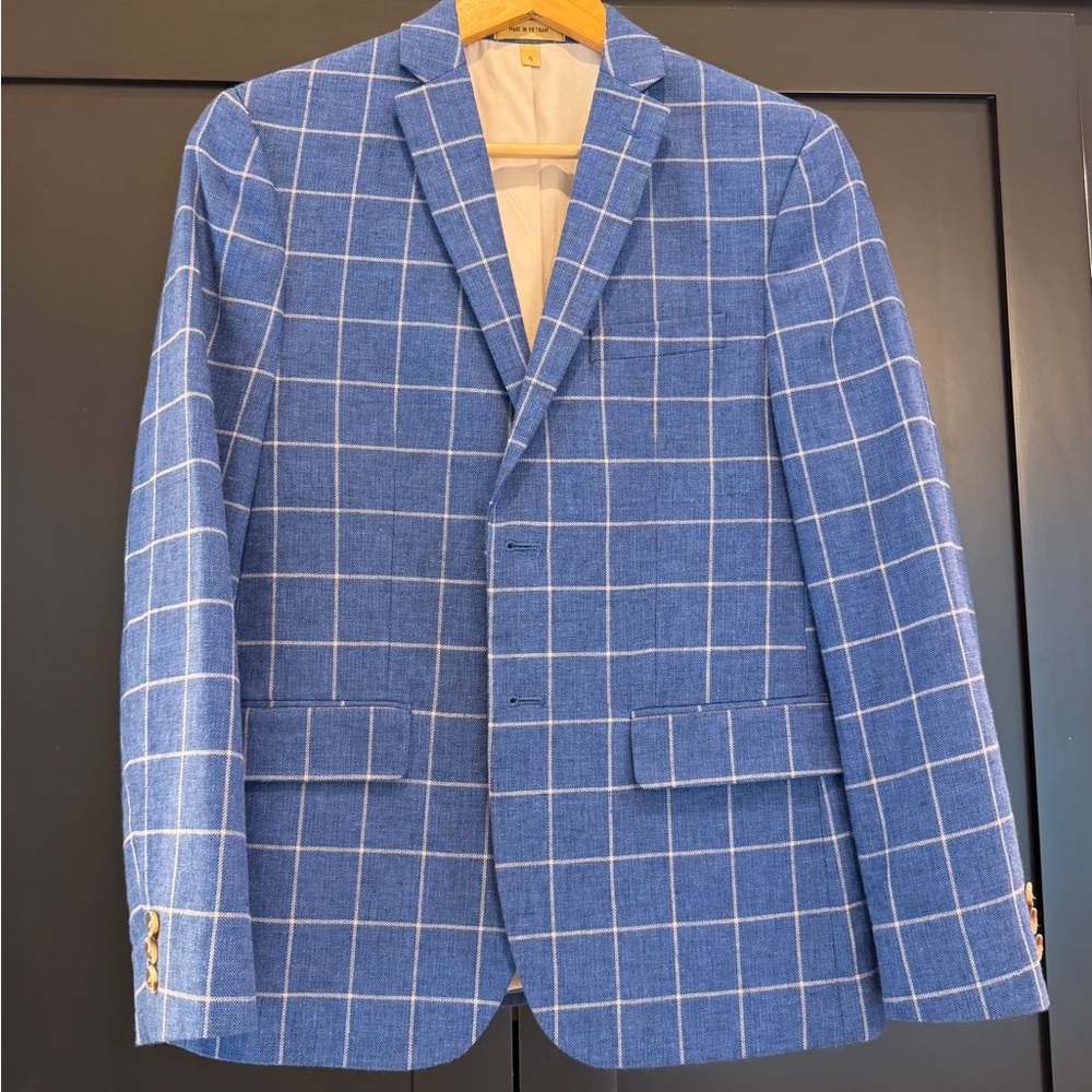 Class Club Blue Windowpane Boy’s  Blazer - Classic Tailored Fit